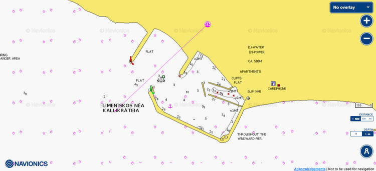 Открыть карту Navionic яхтенных стоянок в рыбном порту Неа Калликратия