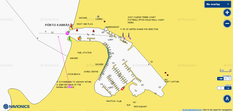 Открыть карту Navionic яхтенных стоянок в марине Порто Каррося