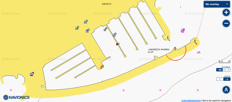 Открыть карту Navionics стоянок яхт в марине дельи Арегаи