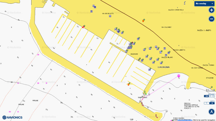 Открыть карту Navionics стоянок яхт в  марине Порто ди Лаванья