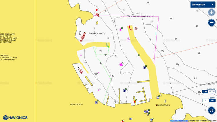 Открыть карту Navionics стоянок яхт в Порто Джильо