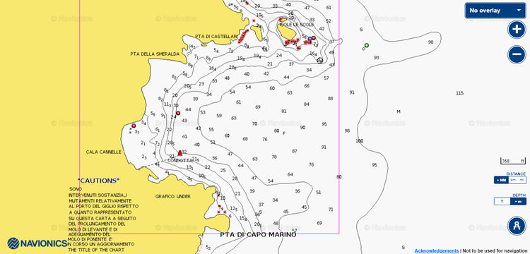Открыть карту Navionics стоянок яхт в бухте Каннелли