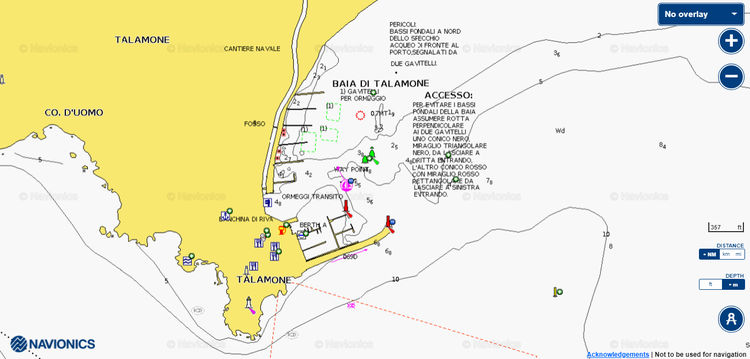 Открыть карту Navionics стоянок яхт в порту Таламона