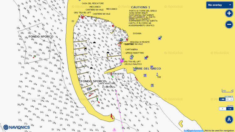 Открыть карту Navionics стоянок яхт в Порту Торре-дель-Греко