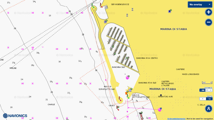Открыть карту Navionics стоянок яхт в марине Стабия