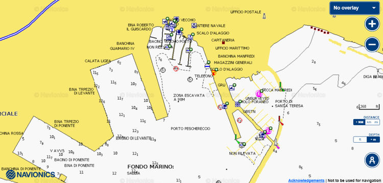 Открыть карту Navionics стоянок яхт в Порто Ново Салерно