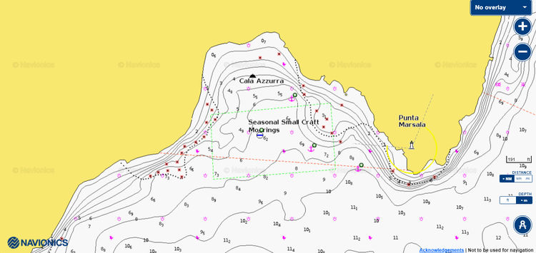 Открыть карту Navionics стоянок яхт в бухте Азура (Фавиньяна)