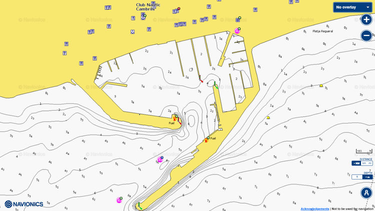 Открыть карту Navionics стоянок яхт в марине Морской Клуб Камбрилс