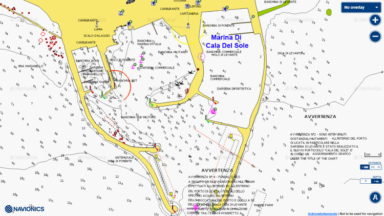 Открыть карту Navionics стоянок яхт в марине Кала дель Соле