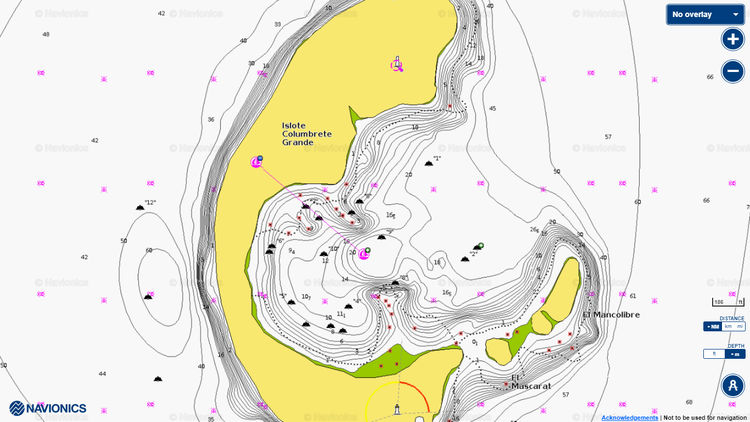 Открыть карту Navionics стоянки яхт на буях у острова Большой Колумбретес