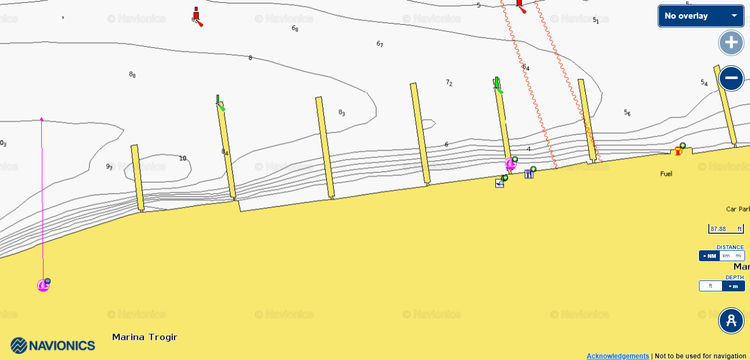 Открыть карту Navionics стоянок яхт   в  SCT marina Трогир. Хорватия