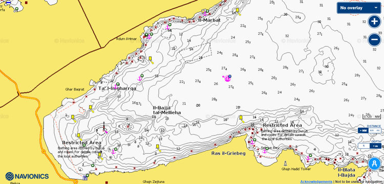 Открыть карту Navionics стоянок яхт в бухте Меллиха