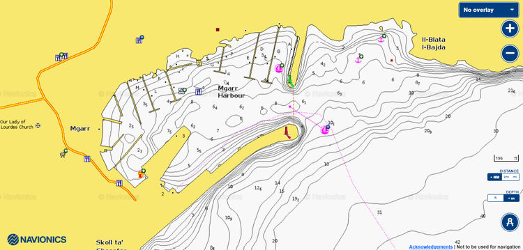 Открыть карту Navionics стоянок яхт в марине Мгарр
