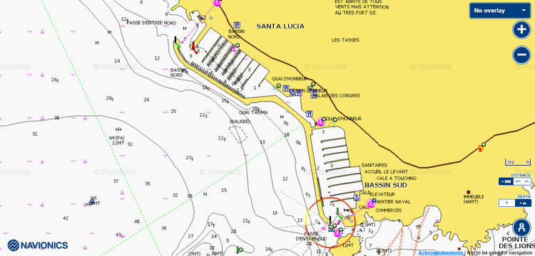 Карта Навионикс яхтенной марины Санта Люсия