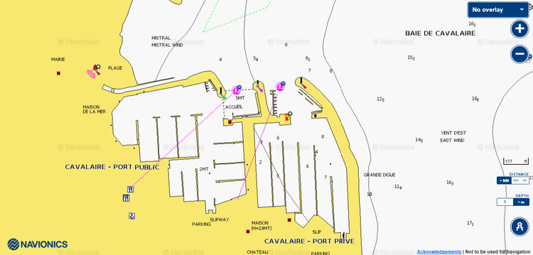 Карта Навионикс яхтенной марины Кавалер-сюр-Мер