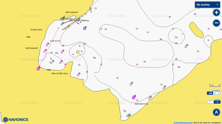 Открыть карту Navionics стоянок яхт в Уолл Бэй