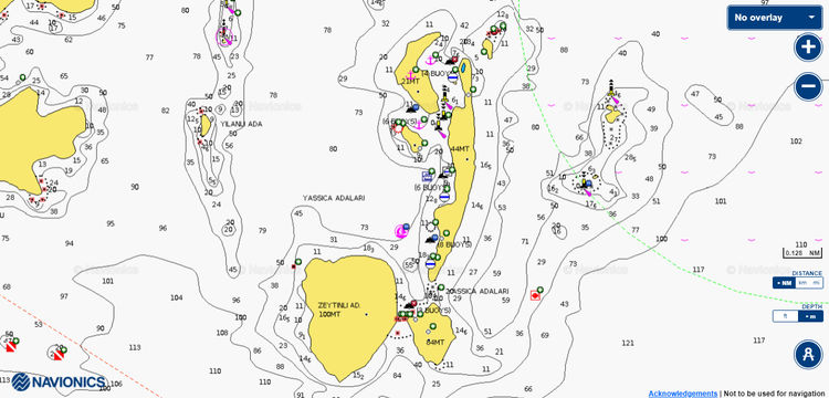 Открыть карту Navionics стоянок яхт у островов Яссика