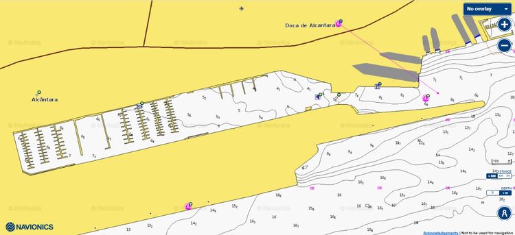 Открыть карту Navionics стоянок яхт в яхтенной марине Алкантара