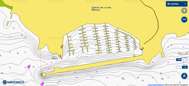 Открыть карту Navionics стоянок яхт в марине Кинта-ду-Лорде
