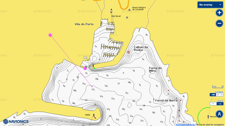 Открыть карту Navionics стоянок яхт в марине Вила-Франка-ду-Кампу