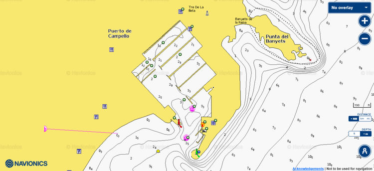 Открыть карту Navionics стоянок яхт в марине Кампельо