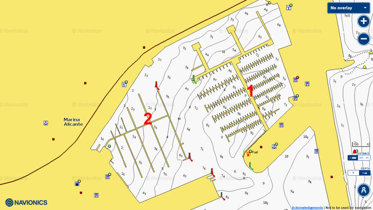 Открыть карту Navionics стоянок яхт в марине Аликанте