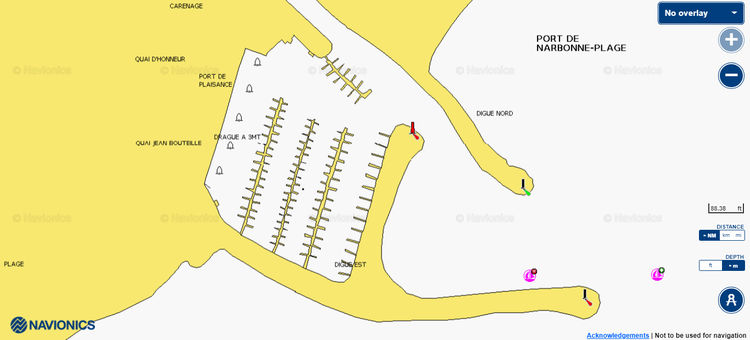 Открыть карту Navionics стоянок яхт в марине Порт-де-Нарбонн