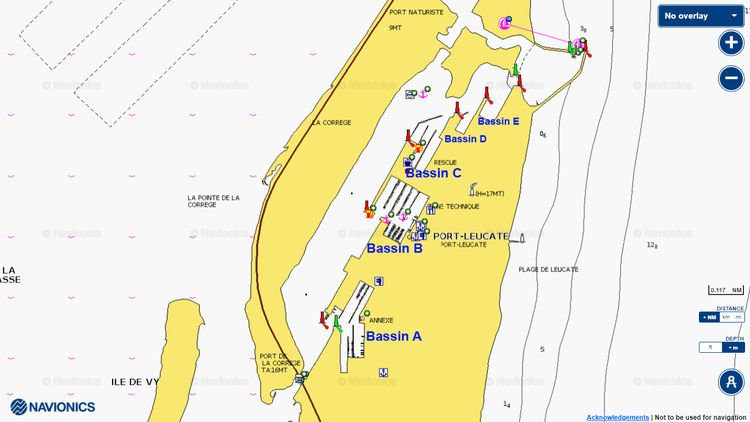Открыть карту Navionics стоянок яхт в марине Порт Лейкате