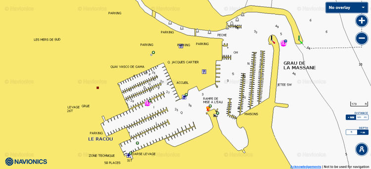 Открыть карту Navionics стоянок яхт в марине Порт Аржелес