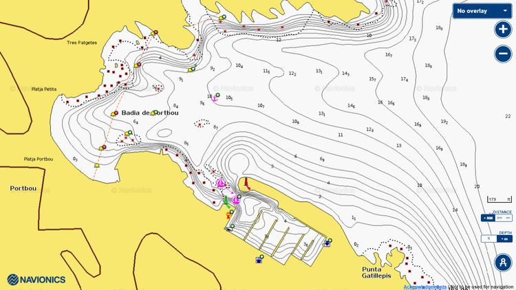 Открыть карту Navionics стоянок яхт в марине Портбоу