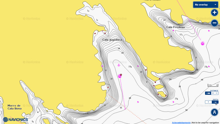 Открыть карту Navionics якорной стоянки яхт в бухте Югадора