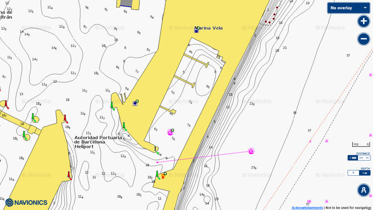 Открыть карту Navionics яхтенной марины Вела Барселона