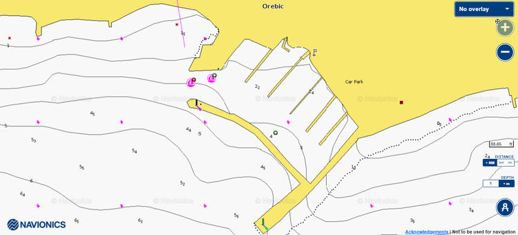 Открыть карту Navionics стоянок яхт  в марине Оребич