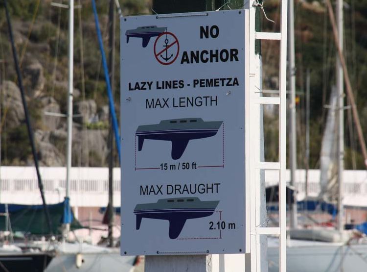 Ограничения размеров яхт в марине Метана. Залив Сароникс. Греция
