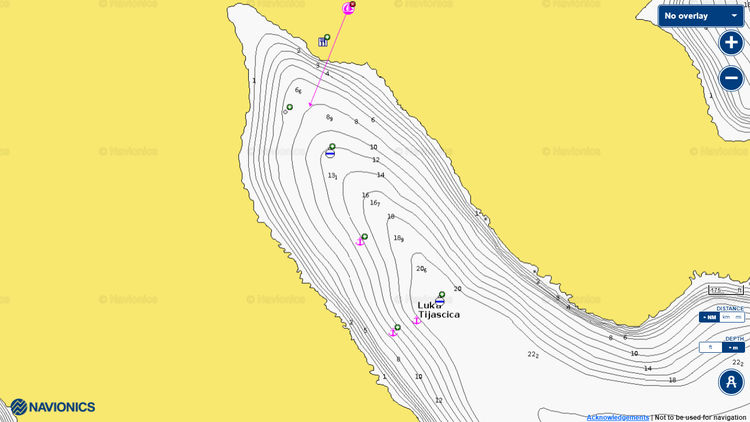 Открыть карту Navionics стоянок яхт в бухте Тияшница