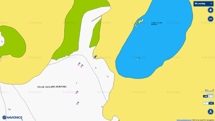 Открыть карту Navionics якорной стоянки яхт в бухте Даянг Бантинг