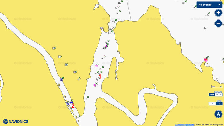 Открыть карту Navionics стоянок яхт в реке Килим