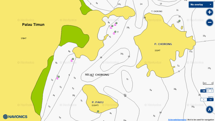Открыть карту Navionics стоянок яхт у острова Тимун