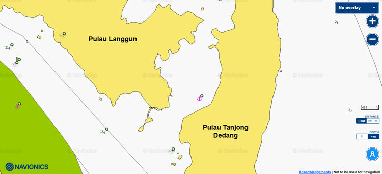 Открыть карту Navionics якорной стоянки яхт у острова Танджунг Денданг