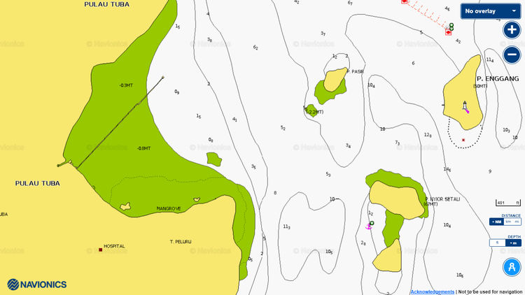 Открыть карту Navionics якорной стоянки на востоке острова Туба