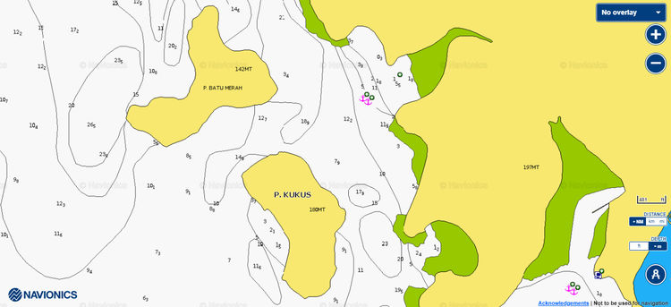 Открыть карту Navionics якорной стоянки у острова Бату Мера