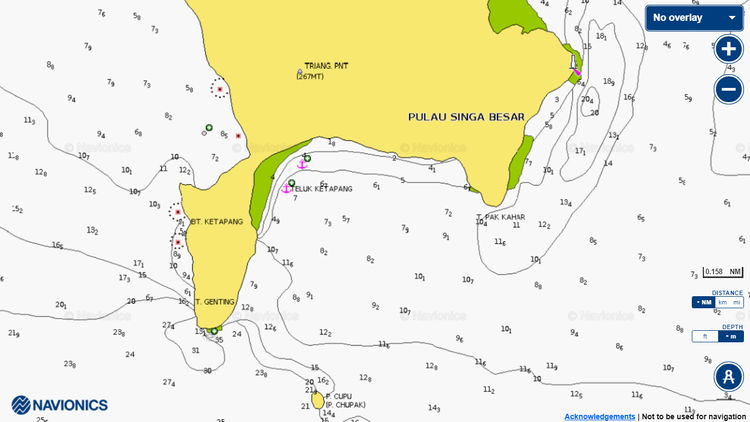 Открыть карту Navionics якорной стоянки яхт в бухте Кетапанг