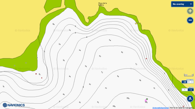 Откыть карту Navionics якорной стоянки яхт в бухте Баллена на юге Тенерифе.