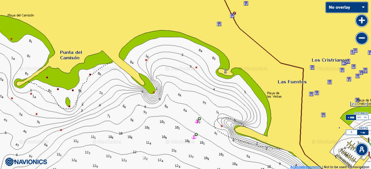 Откыть карту Navionics якорной стоянки яхт у пляжа Вистас