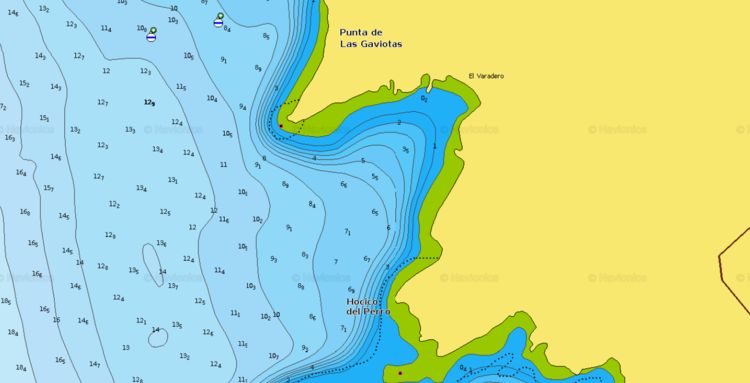 Открыть карту Navionics якорной стоянки яхт в бухте Варадеро