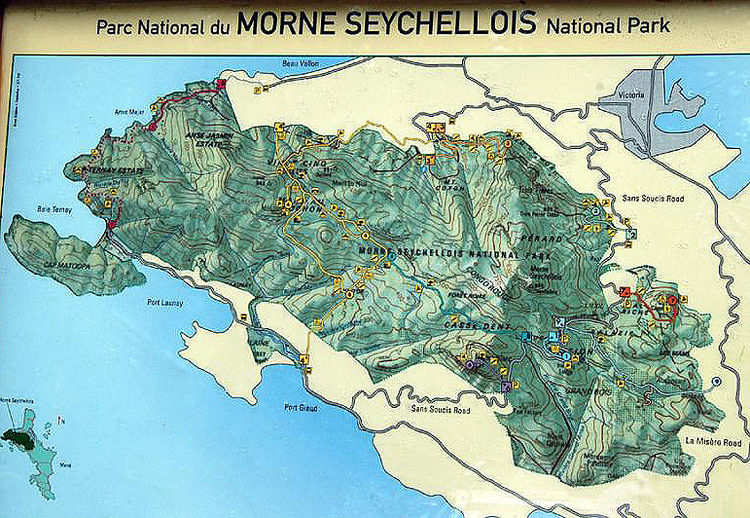Карта маршрутов Национального Парка «Сейшельский Морн»
