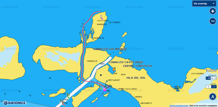 Путь из яхтенной марины Кай Ларго на остров Игуан.
