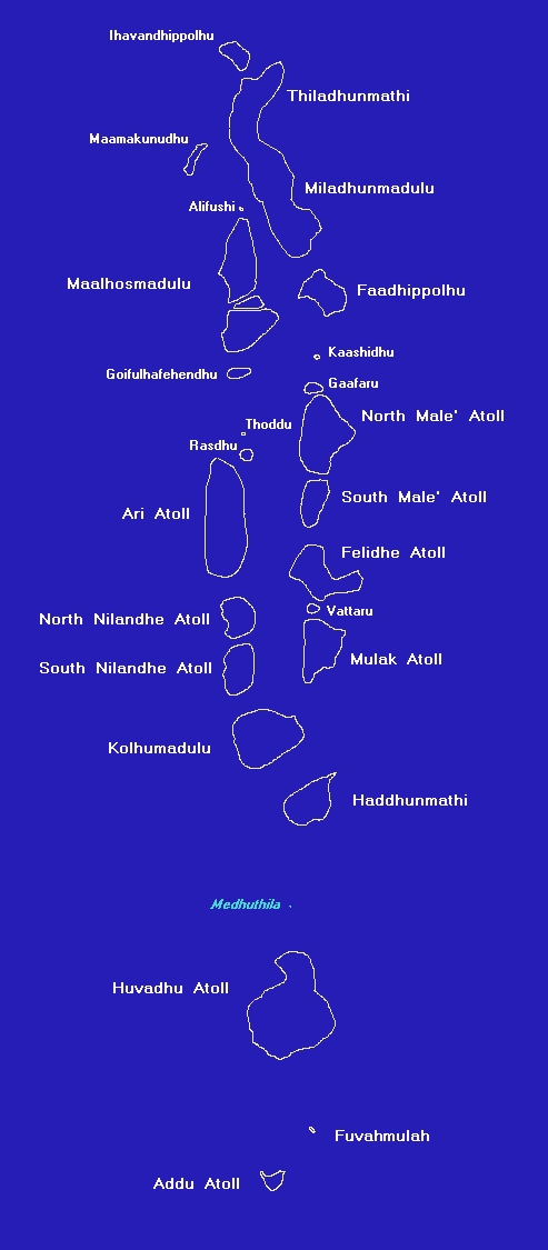 Схема атоллов Мальдив