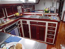 Well-Equipped galley (Kitchen) and adjacent Nav Station.