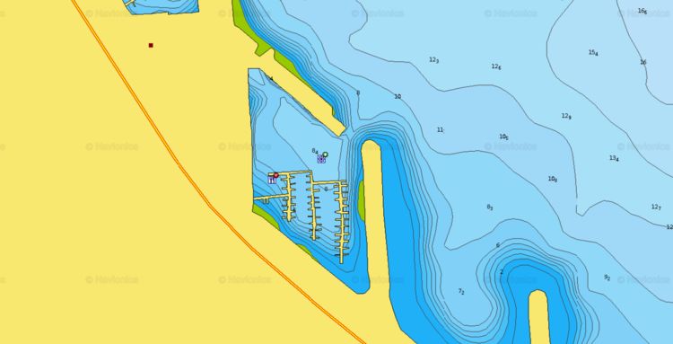 Открыть карту Navionics стоянки яхт в марине Вела Латина
